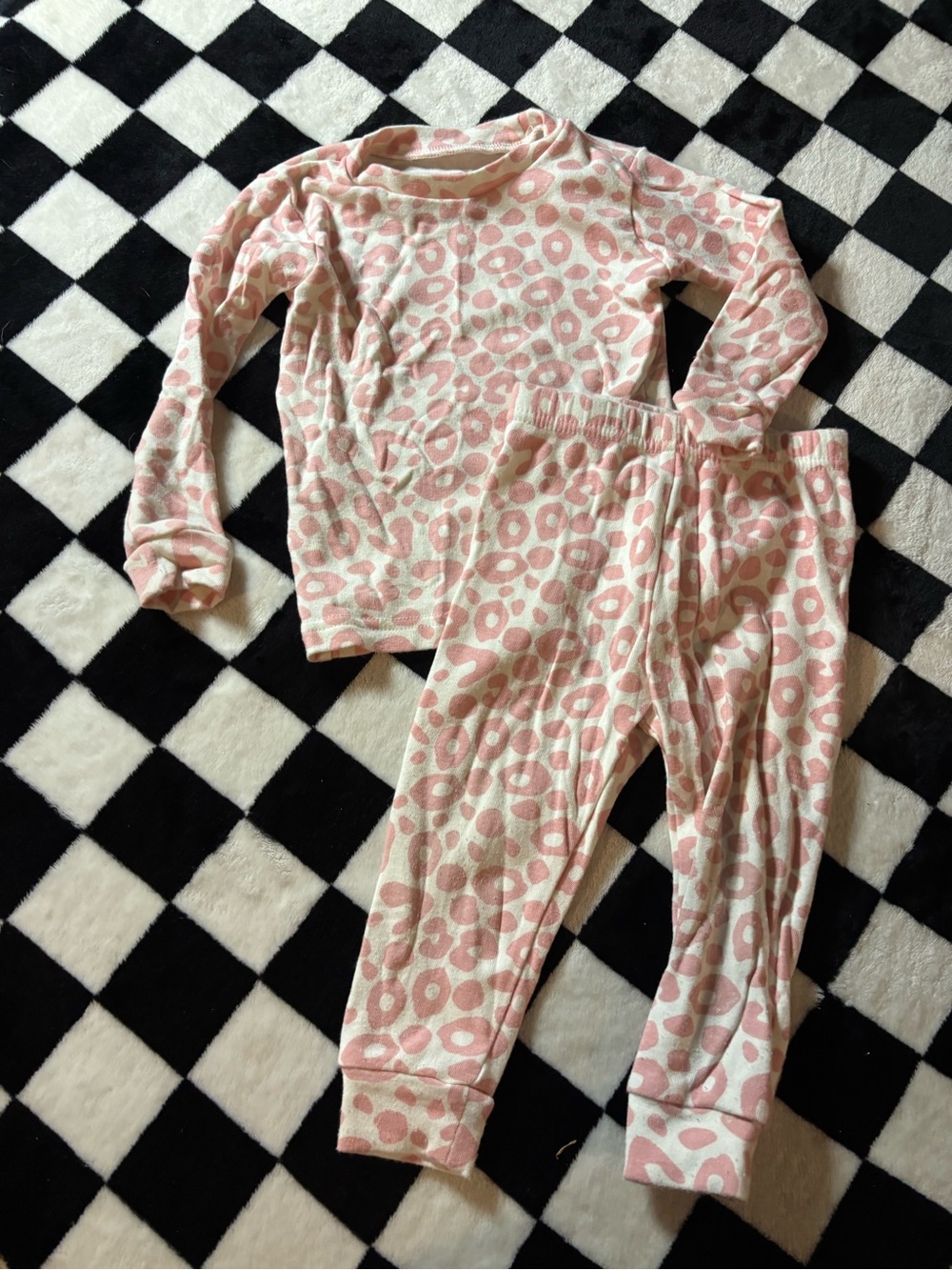 6/12 month Kids Pink Leopard Print Pajama Set